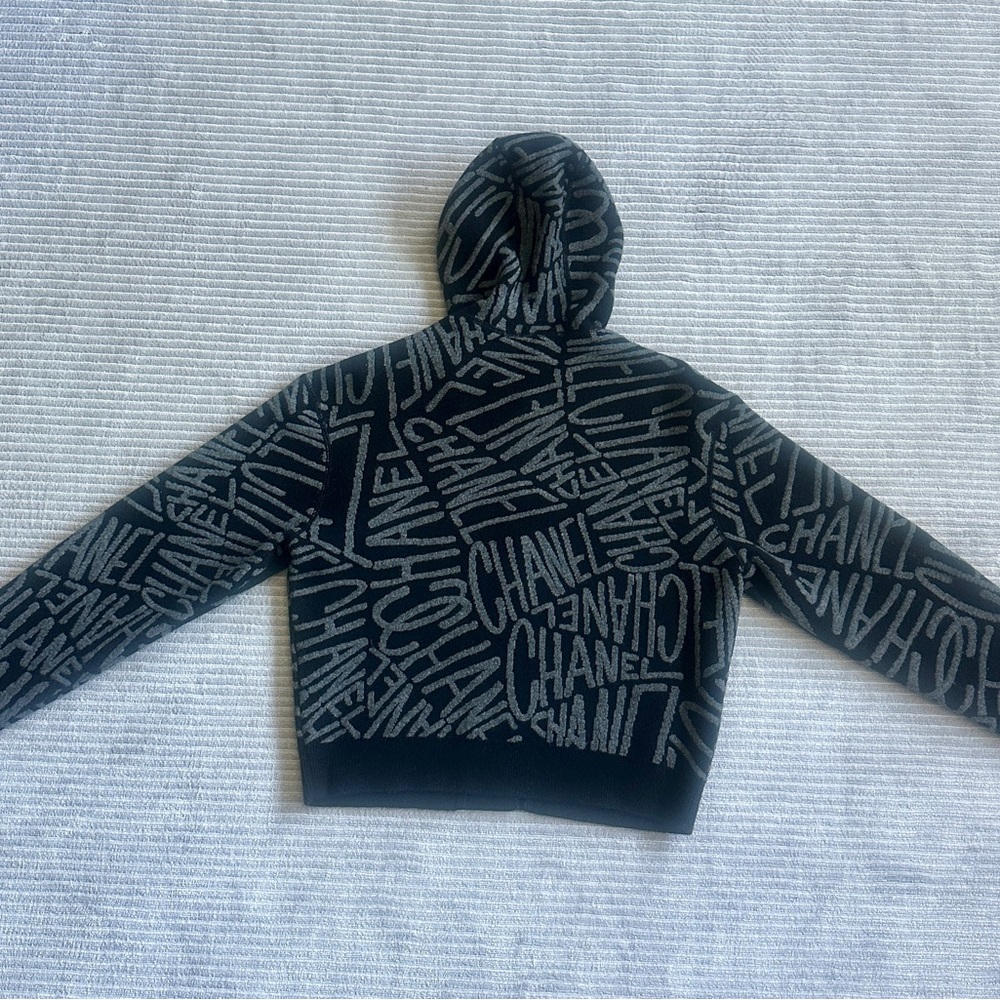 CHANEL Black and Gray Logo Hooded Jacket - Picture 2 of 8